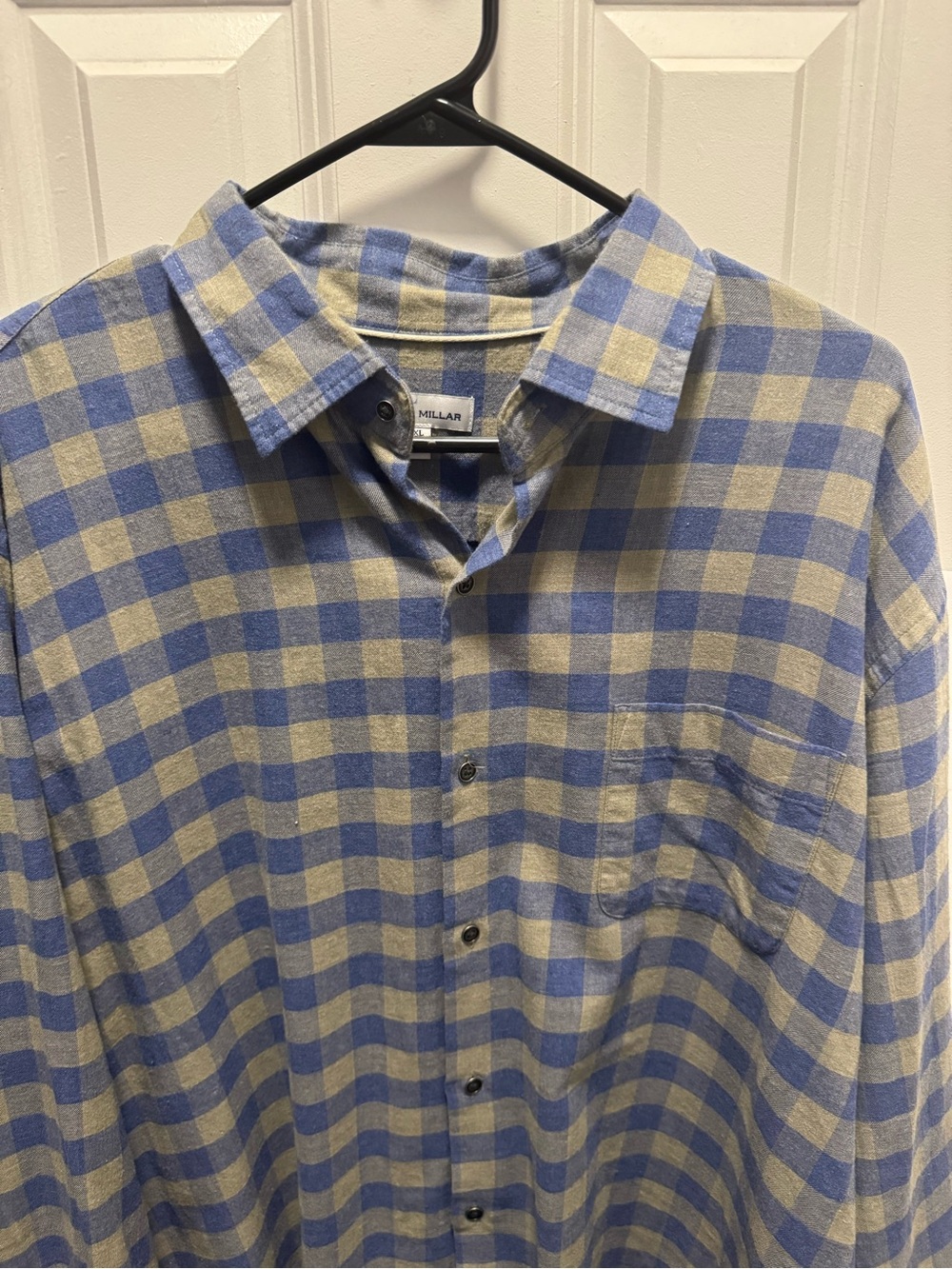 Peter Millar Blue and Cream Checked Button-Down Shirt